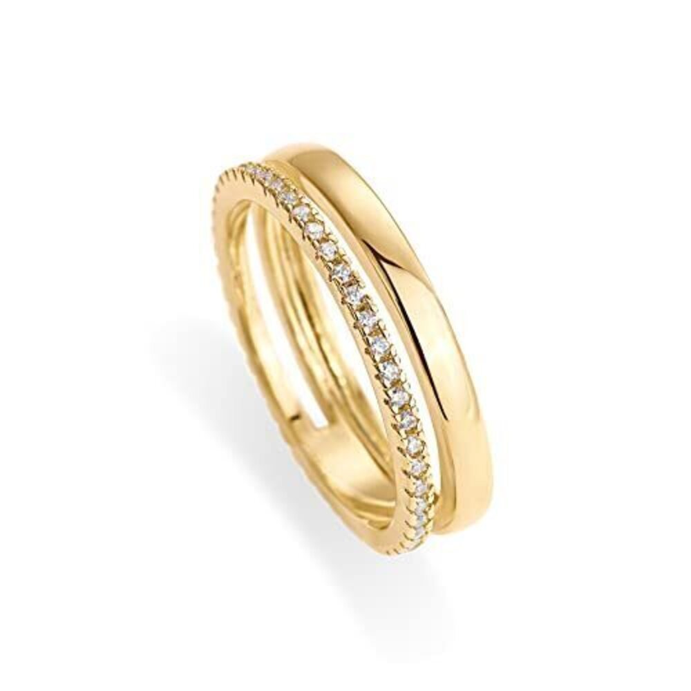 1348 18K Yellow Gold Plated Cubic Zirconia Dual Stacking Rings | Gold